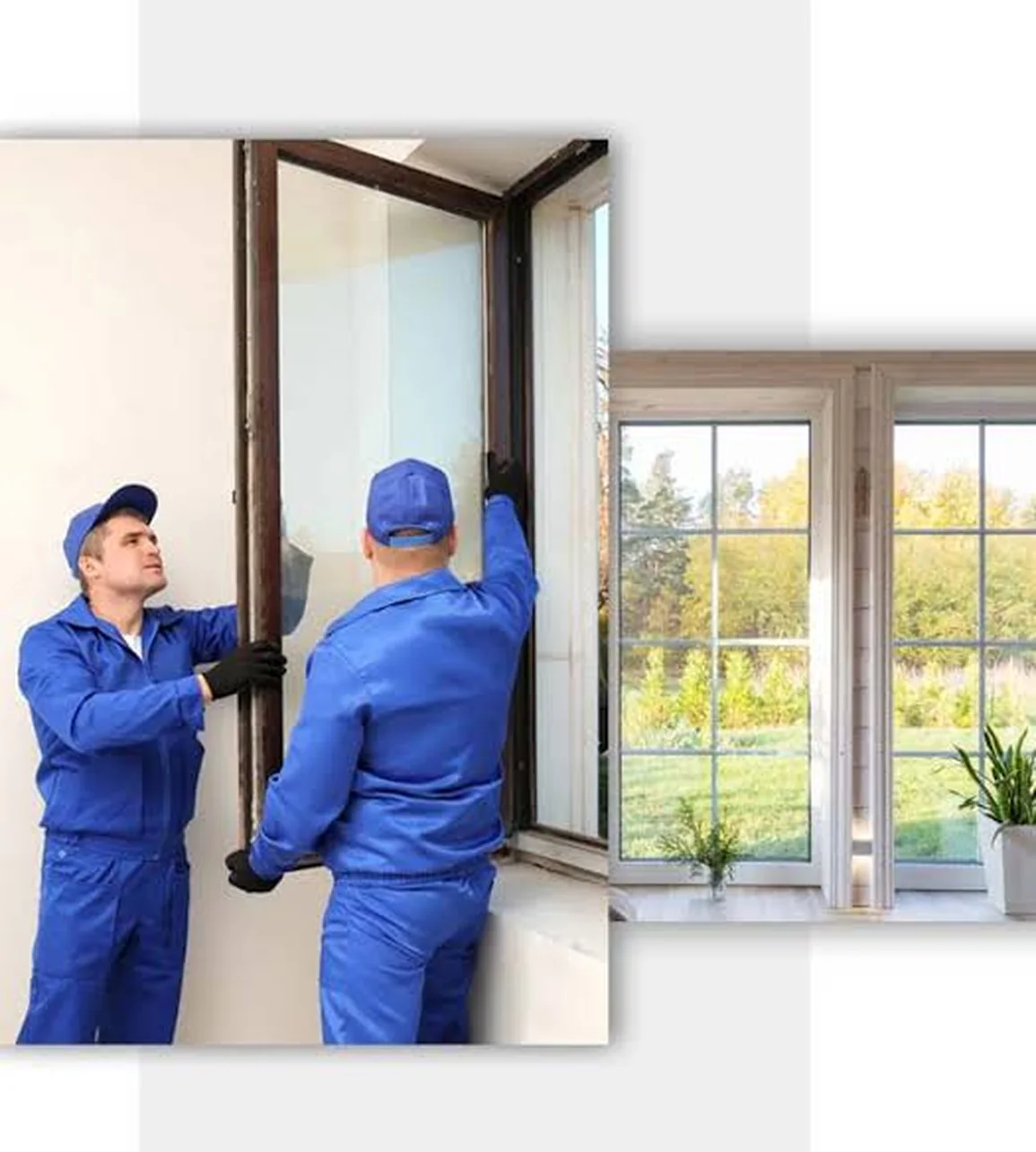 Newly installed casement window with clean white frame