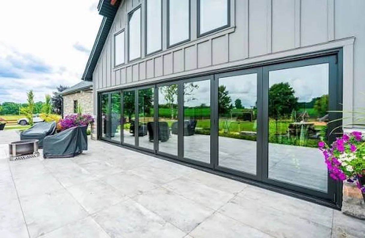 Sliding patio doors seen from the garden