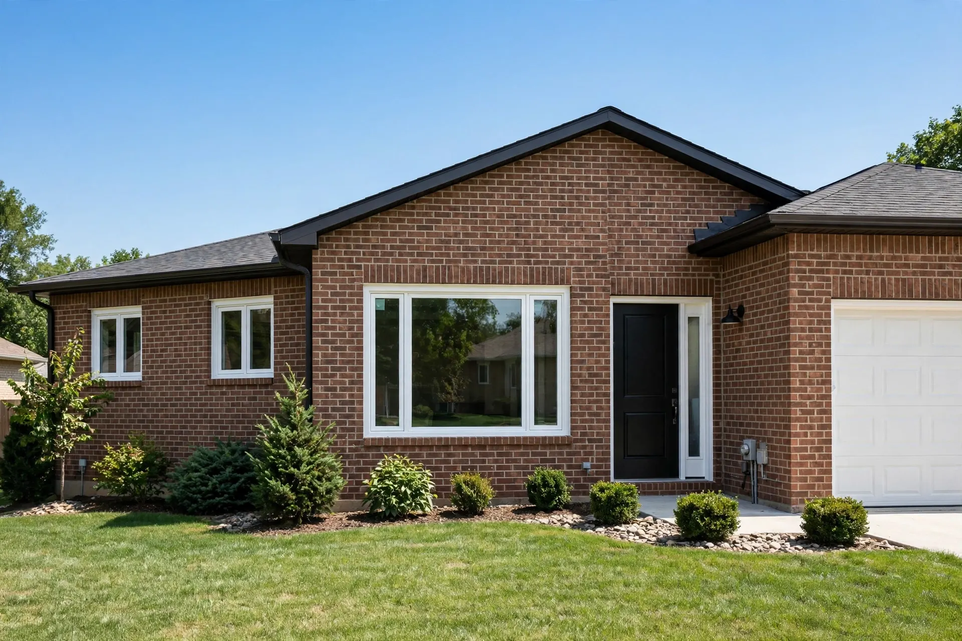 window replacement englewood co - new vinyl windows on brick ranch home