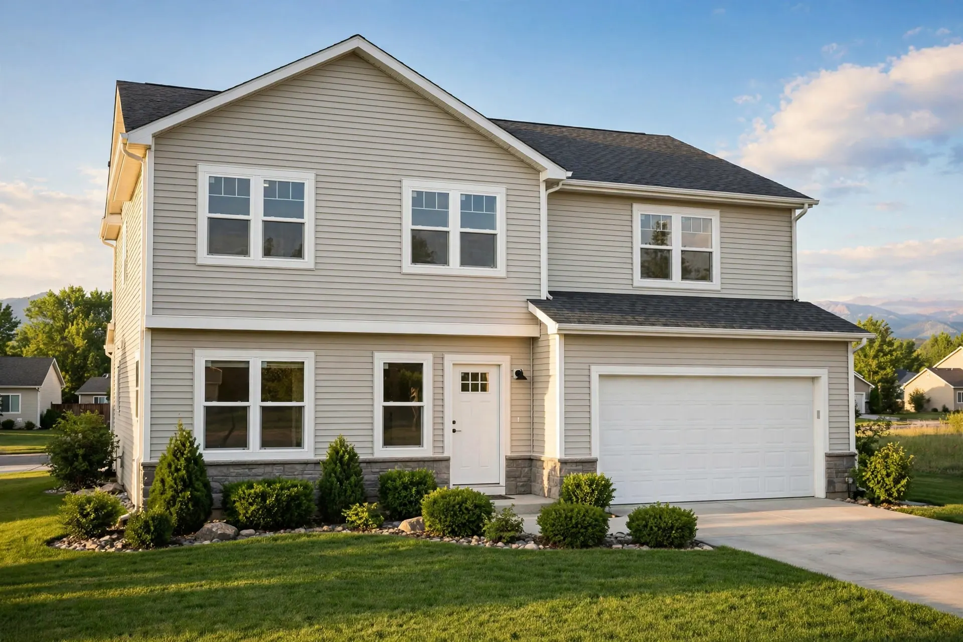window replacement broomfield co - new vinyl windows on suburban home